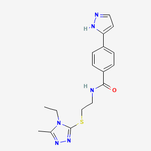 molecular formula C17H20N6OS B5643285 N-{2-[(4-ethyl-5-methyl-4H-1,2,4-triazol-3-yl)thio]ethyl}-4-(1H-pyrazol-3-yl)benzamide 