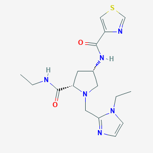 molecular formula C17H24N6O2S B5643291 (4S)-N-ethyl-1-[(1-ethyl-1H-imidazol-2-yl)methyl]-4-[(1,3-thiazol-4-ylcarbonyl)amino]-L-prolinamide 