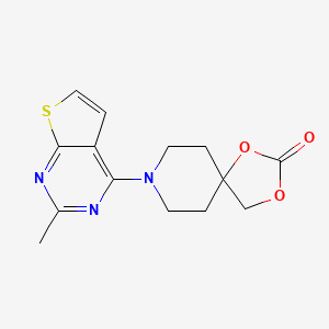 molecular formula C14H15N3O3S B5643298 8-(2-methylthieno[2,3-d]pyrimidin-4-yl)-1,3-dioxa-8-azaspiro[4.5]decan-2-one 