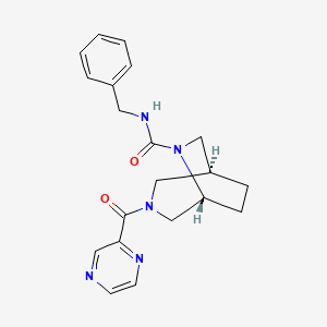 molecular formula C20H23N5O2 B5643318 (1S*,5R*)-N-benzyl-3-(2-pyrazinylcarbonyl)-3,6-diazabicyclo[3.2.2]nonane-6-carboxamide 