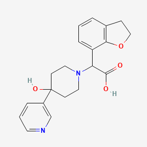 molecular formula C20H22N2O4 B5643327 2,3-dihydro-1-benzofuran-7-yl(4-hydroxy-4-pyridin-3-ylpiperidin-1-yl)acetic acid 