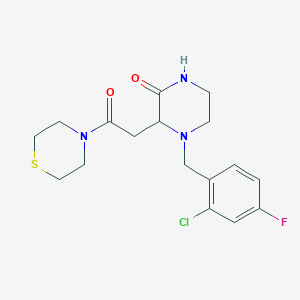 molecular formula C17H21ClFN3O2S B5643347 4-(2-chloro-4-fluorobenzyl)-3-[2-oxo-2-(4-thiomorpholinyl)ethyl]-2-piperazinone 