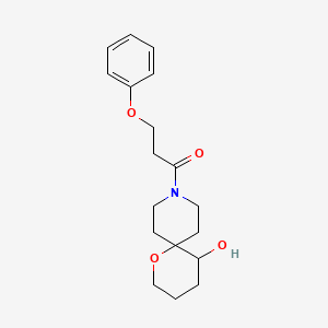 molecular formula C18H25NO4 B5643369 9-(3-phenoxypropanoyl)-1-oxa-9-azaspiro[5.5]undecan-5-ol 