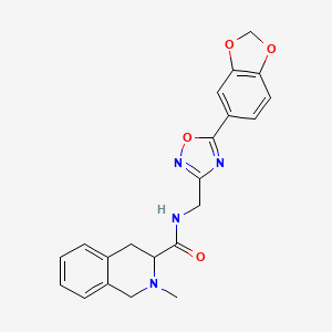 molecular formula C21H20N4O4 B5643402 N-{[5-(1,3-benzodioxol-5-yl)-1,2,4-oxadiazol-3-yl]methyl}-2-methyl-1,2,3,4-tetrahydro-3-isoquinolinecarboxamide 