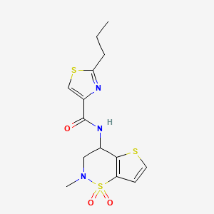 N-(2-methyl-1,1-dioxido-3,4-dihydro-2H-thieno[2,3-e][1,2]thiazin-4-yl)-2-propyl-1,3-thiazole-4-carboxamide