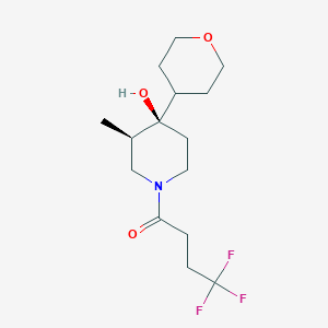 molecular formula C15H24F3NO3 B5643467 (3R*,4R*)-3-methyl-4-(tetrahydro-2H-pyran-4-yl)-1-(4,4,4-trifluorobutanoyl)-4-piperidinol 