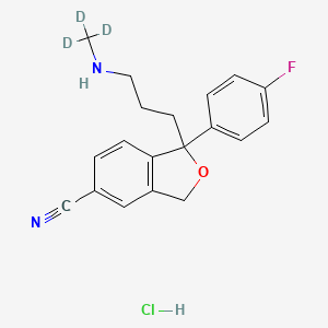 molecular formula C19H20ClFN2O B564349 外消旋去甲西酞普兰-d3 盐酸盐 CAS No. 1189650-18-7