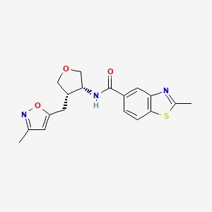 2-methyl-N-[(3R,4S)-4-[(3-methyl-1,2-oxazol-5-yl)methyl]oxolan-3-yl]-1,3-benzothiazole-5-carboxamide