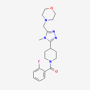 molecular formula C20H26FN5O2 B5643570 4-({5-[1-(2-fluorobenzoyl)piperidin-4-yl]-4-methyl-4H-1,2,4-triazol-3-yl}methyl)morpholine 
