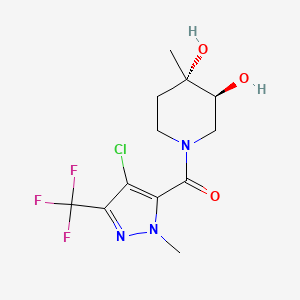 molecular formula C12H15ClF3N3O3 B5643593 (3S*,4S*)-1-{[4-chloro-1-methyl-3-(trifluoromethyl)-1H-pyrazol-5-yl]carbonyl}-4-methylpiperidine-3,4-diol 