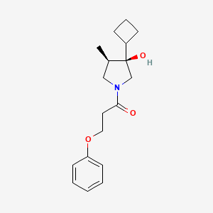 molecular formula C18H25NO3 B5643613 (3R*,4R*)-3-cyclobutyl-4-methyl-1-(3-phenoxypropanoyl)-3-pyrrolidinol 
