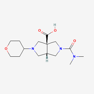 molecular formula C15H25N3O4 B5643616 (3aS*,6aS*)-2-[(dimethylamino)carbonyl]-5-(tetrahydro-2H-pyran-4-yl)hexahydropyrrolo[3,4-c]pyrrole-3a(1H)-carboxylic acid 