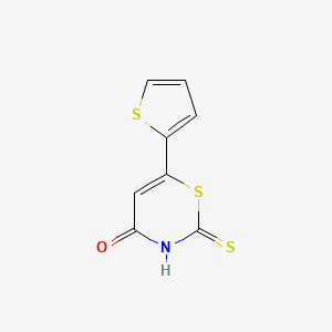 molecular formula C8H5NOS3 B5643619 6-(2-thienyl)-2-thioxo-2,3-dihydro-4H-1,3-thiazin-4-one 