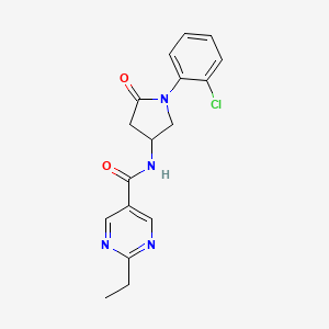 molecular formula C17H17ClN4O2 B5643649 N-[1-(2-chlorophenyl)-5-oxo-3-pyrrolidinyl]-2-ethyl-5-pyrimidinecarboxamide 