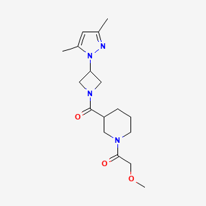 molecular formula C17H26N4O3 B5643669 3-{[3-(3,5-dimethyl-1H-pyrazol-1-yl)-1-azetidinyl]carbonyl}-1-(methoxyacetyl)piperidine 