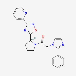 molecular formula C22H20N6O2 B5643702 2-(5-{(2S)-1-[(2-phenyl-1H-imidazol-1-yl)acetyl]-2-pyrrolidinyl}-1,2,4-oxadiazol-3-yl)pyridine 
