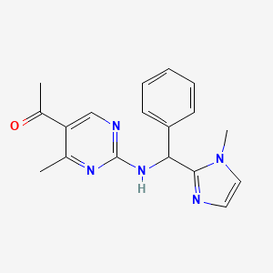 molecular formula C18H19N5O B5643724 1-(4-methyl-2-{[(1-methyl-1H-imidazol-2-yl)(phenyl)methyl]amino}pyrimidin-5-yl)ethanone 