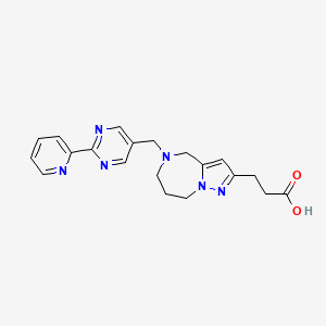molecular formula C20H22N6O2 B5643725 3-{5-[(2-pyridin-2-ylpyrimidin-5-yl)methyl]-5,6,7,8-tetrahydro-4H-pyrazolo[1,5-a][1,4]diazepin-2-yl}propanoic acid 