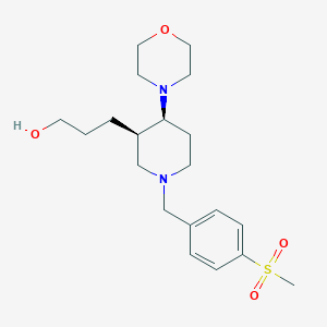 molecular formula C20H32N2O4S B5643747 3-{(3R*,4S*)-1-[4-(methylsulfonyl)benzyl]-4-morpholin-4-ylpiperidin-3-yl}propan-1-ol 