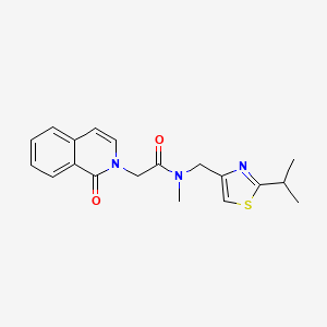 molecular formula C19H21N3O2S B5643754 N-[(2-isopropyl-1,3-thiazol-4-yl)methyl]-N-methyl-2-(1-oxoisoquinolin-2(1H)-yl)acetamide 