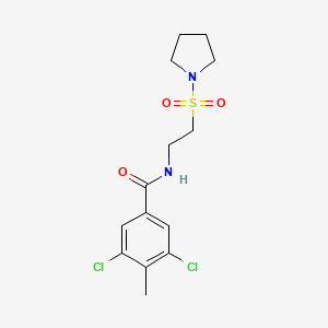 molecular formula C14H18Cl2N2O3S B5643810 3,5-dichloro-4-methyl-N-[2-(1-pyrrolidinylsulfonyl)ethyl]benzamide 
