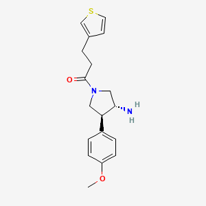 molecular formula C18H22N2O2S B5643815 (3R*,4S*)-4-(4-methoxyphenyl)-1-[3-(3-thienyl)propanoyl]pyrrolidin-3-amine 