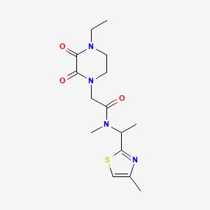 molecular formula C15H22N4O3S B5643821 2-(4-ethyl-2,3-dioxopiperazin-1-yl)-N-methyl-N-[1-(4-methyl-1,3-thiazol-2-yl)ethyl]acetamide 