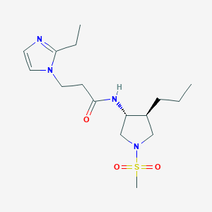 molecular formula C16H28N4O3S B5643829 3-(2-ethyl-1H-imidazol-1-yl)-N-[(3R*,4S*)-1-(methylsulfonyl)-4-propyl-3-pyrrolidinyl]propanamide 