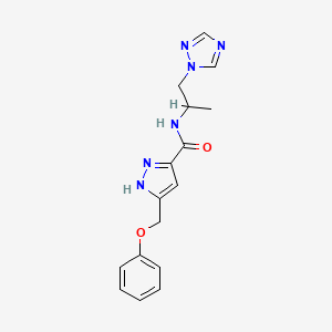molecular formula C16H18N6O2 B5643833 N-[1-methyl-2-(1H-1,2,4-triazol-1-yl)ethyl]-5-(phenoxymethyl)-1H-pyrazole-3-carboxamide 
