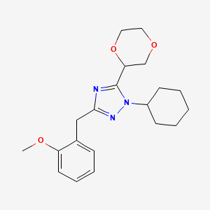 molecular formula C20H27N3O3 B5643840 1-cyclohexyl-5-(1,4-dioxan-2-yl)-3-(2-methoxybenzyl)-1H-1,2,4-triazole 