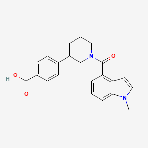 molecular formula C22H22N2O3 B5643870 4-{1-[(1-methyl-1H-indol-4-yl)carbonyl]piperidin-3-yl}benzoic acid 