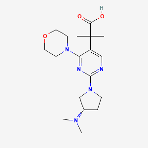 molecular formula C18H29N5O3 B5643874 2-{2-[(3S)-3-(dimethylamino)pyrrolidin-1-yl]-4-morpholin-4-ylpyrimidin-5-yl}-2-methylpropanoic acid 