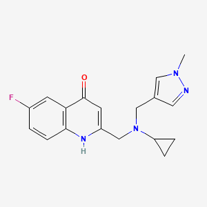 molecular formula C18H19FN4O B5643971 2-({cyclopropyl[(1-methyl-1H-pyrazol-4-yl)methyl]amino}methyl)-6-fluoroquinolin-4-ol 