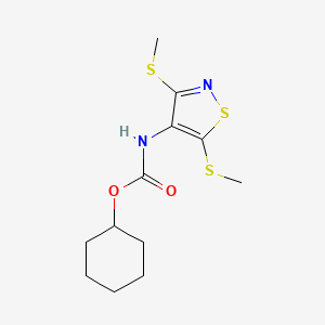 molecular formula C12H18N2O2S3 B5643976 cyclohexyl [3,5-bis(methylthio)-4-isothiazolyl]carbamate 