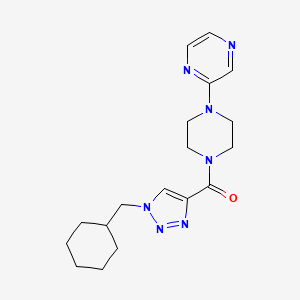 molecular formula C18H25N7O B5644048 2-(4-{[1-(cyclohexylmethyl)-1H-1,2,3-triazol-4-yl]carbonyl}-1-piperazinyl)pyrazine 