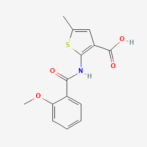 molecular formula C14H13NO4S B5644140 2-[(2-methoxybenzoyl)amino]-5-methyl-3-thiophenecarboxylic acid 