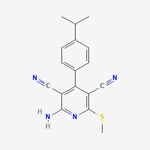 molecular formula C17H16N4S B5644152 2-amino-4-(4-isopropylphenyl)-6-(methylthio)-3,5-pyridinedicarbonitrile 