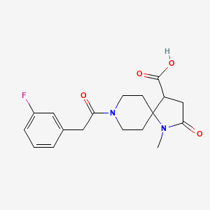 molecular formula C18H21FN2O4 B5644162 8-[(3-fluorophenyl)acetyl]-1-methyl-2-oxo-1,8-diazaspiro[4.5]decane-4-carboxylic acid 