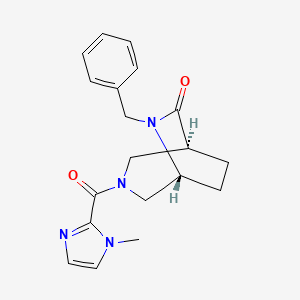molecular formula C19H22N4O2 B5644167 (1S*,5R*)-6-benzyl-3-[(1-methyl-1H-imidazol-2-yl)carbonyl]-3,6-diazabicyclo[3.2.2]nonan-7-one 