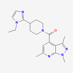 molecular formula C20H26N6O B5644173 4-{[4-(1-ethyl-1H-imidazol-2-yl)-1-piperidinyl]carbonyl}-1,3,6-trimethyl-1H-pyrazolo[3,4-b]pyridine 