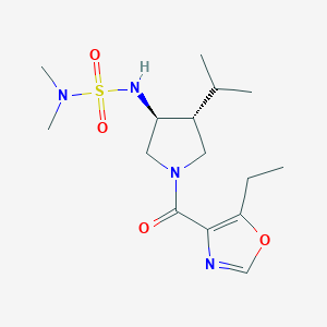 molecular formula C15H26N4O4S B5644181 N'-{(3S*,4R*)-1-[(5-ethyl-1,3-oxazol-4-yl)carbonyl]-4-isopropylpyrrolidin-3-yl}-N,N-dimethylsulfamide 