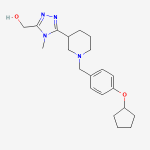 molecular formula C21H30N4O2 B5644186 (5-{1-[4-(cyclopentyloxy)benzyl]piperidin-3-yl}-4-methyl-4H-1,2,4-triazol-3-yl)methanol 