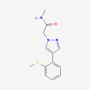 molecular formula C13H15N3OS B5644222 N-methyl-2-{4-[2-(methylthio)phenyl]-1H-pyrazol-1-yl}acetamide 