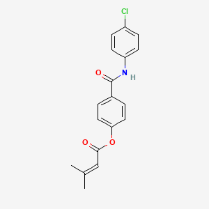 molecular formula C18H16ClNO3 B5644230 4-{[(4-chlorophenyl)amino]carbonyl}phenyl 3-methyl-2-butenoate 