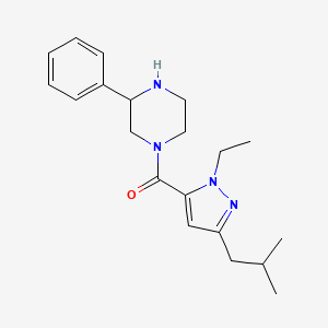 molecular formula C20H28N4O B5644245 1-[(1-ethyl-3-isobutyl-1H-pyrazol-5-yl)carbonyl]-3-phenylpiperazine hydrochloride 