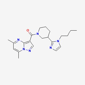 molecular formula C21H28N6O B5644264 3-{[3-(1-butyl-1H-imidazol-2-yl)piperidin-1-yl]carbonyl}-5,7-dimethylpyrazolo[1,5-a]pyrimidine 