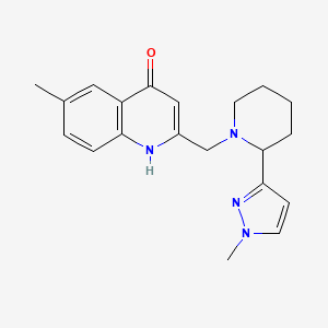 molecular formula C20H24N4O B5644271 6-methyl-2-{[2-(1-methyl-1H-pyrazol-3-yl)piperidin-1-yl]methyl}quinolin-4-ol 