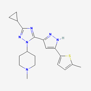 molecular formula C19H24N6S B5644327 4-{3-cyclopropyl-5-[3-(5-methyl-2-thienyl)-1H-pyrazol-5-yl]-1H-1,2,4-triazol-1-yl}-1-methylpiperidine 