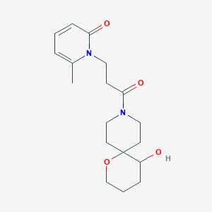 molecular formula C18H26N2O4 B5644346 1-[3-(5-hydroxy-1-oxa-9-azaspiro[5.5]undec-9-yl)-3-oxopropyl]-6-methyl-2(1H)-pyridinone 