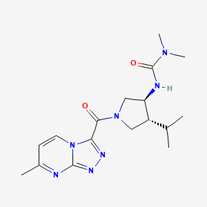 molecular formula C17H25N7O2 B5644377 N'-{(3S*,4R*)-4-isopropyl-1-[(7-methyl[1,2,4]triazolo[4,3-a]pyrimidin-3-yl)carbonyl]pyrrolidin-3-yl}-N,N-dimethylurea 